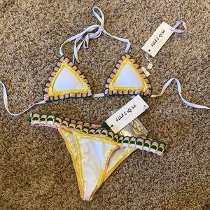 White crochet swimsuit set